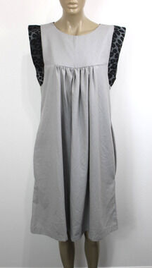Diane Ness Women's Dress Midi Size M Gray Linen